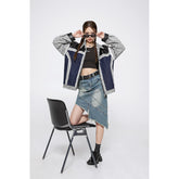 Unisex Jacket Western Denim Style Coat Retro Patchwork Denim Clothes Jacket Men's and Women's Loose Cardigan